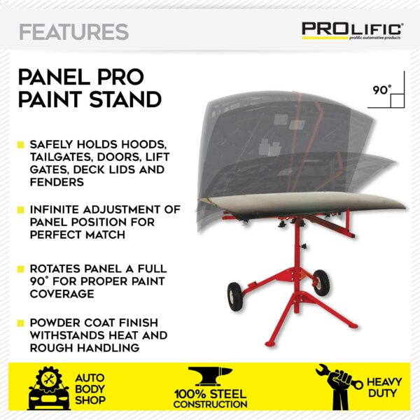 Second image of Prolific Panel Pro Paint Stand - 10" Rubber Tires - Rotates Panel a Full 90 Degrees - Powder Coat Finish - Heavy Duty